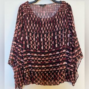 Alfani Woman Blouse w/Cami Underneath. Flair Sleeves and Gathered Waist. SZ OX